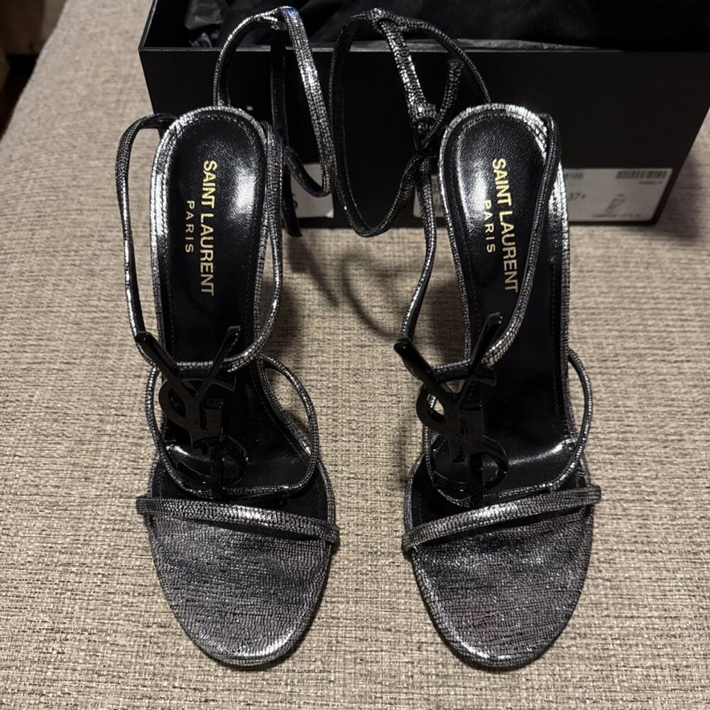 Yves Saint Laurent Cassandra Heels Metallic Leather